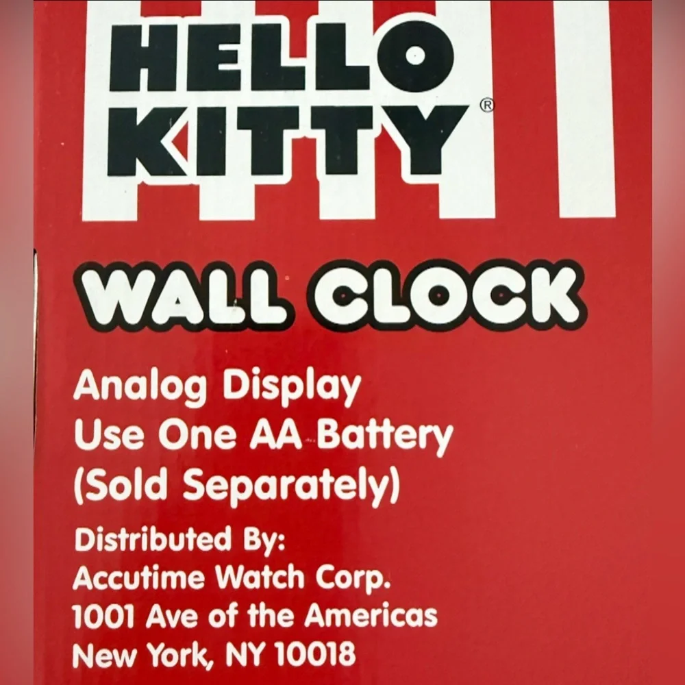 Hello Kitty 18” Wall Clock Sanrio Red Bow Face Kawaii Decor New